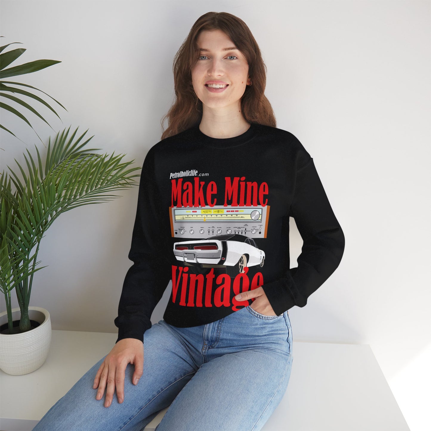 1969 Charger and Pioneer Receiver Unisex Heavy Blend™ Crewneck Sweatshirt