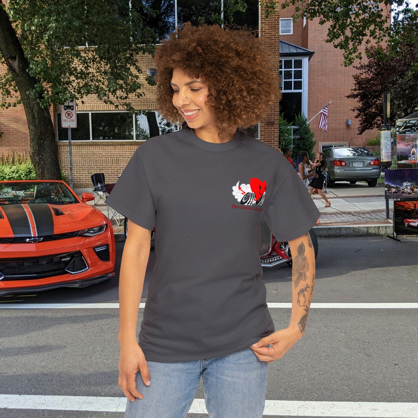 Racing Devilish Heart, also back side - Unisex Heavy Cotton Tee