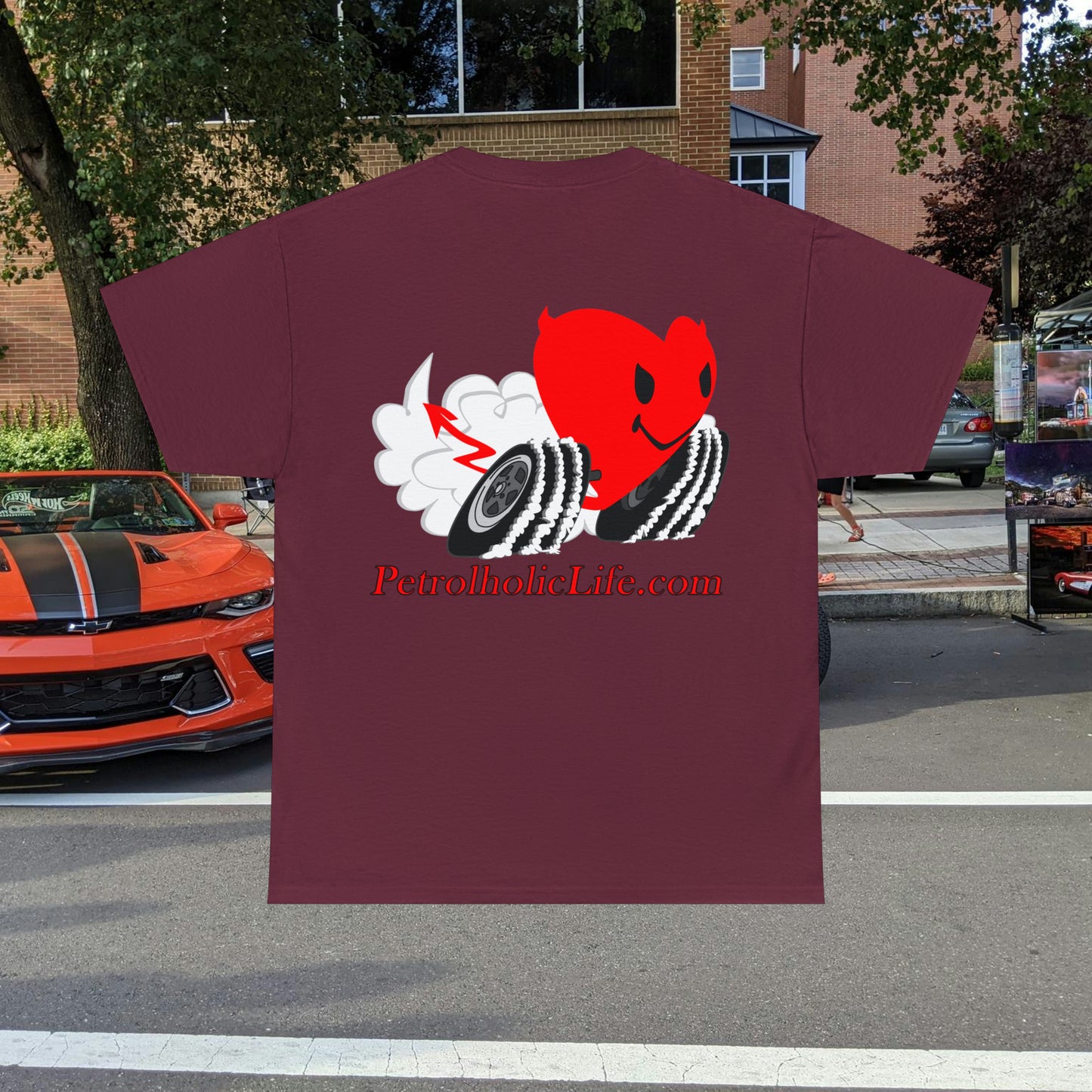 Racing Devilish Heart, also back side - Unisex Heavy Cotton Tee