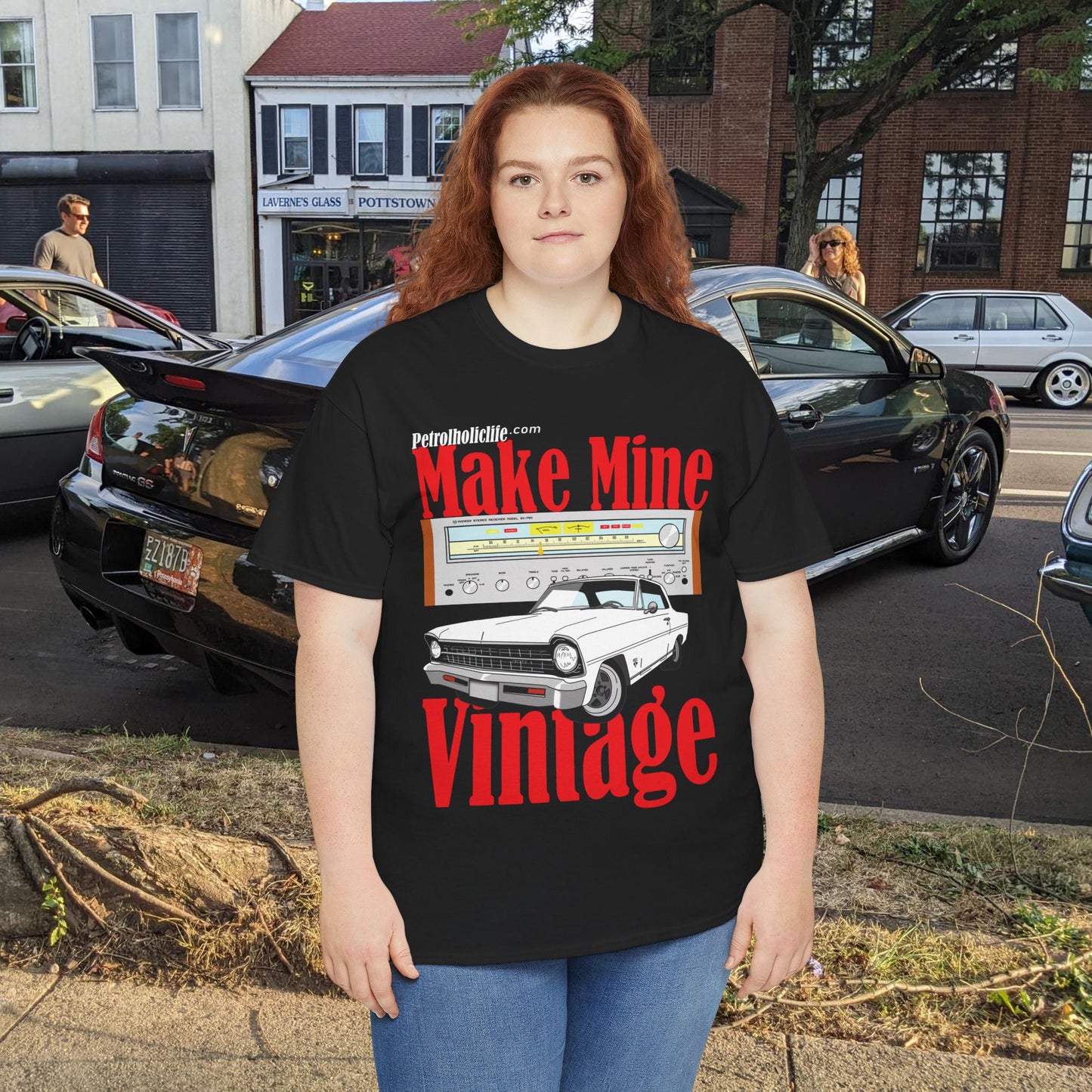 Make Mine Vintage Chev II and Pioneer Receiver - Unisex Heavy Cotton Tee