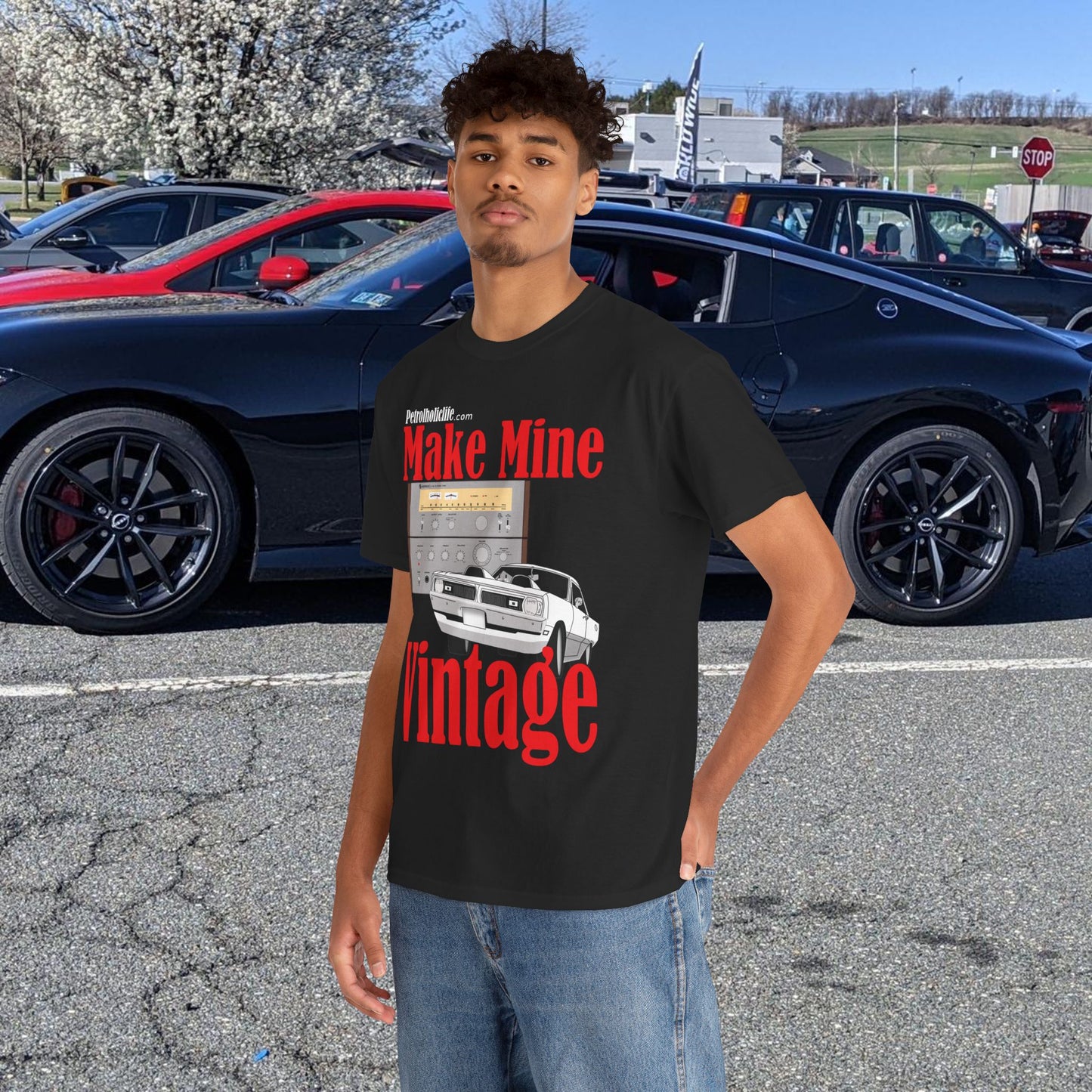 '70 Swinger and Make Mine Vintage Sherwood Stereo - Unisex Heavy Cotton Tee