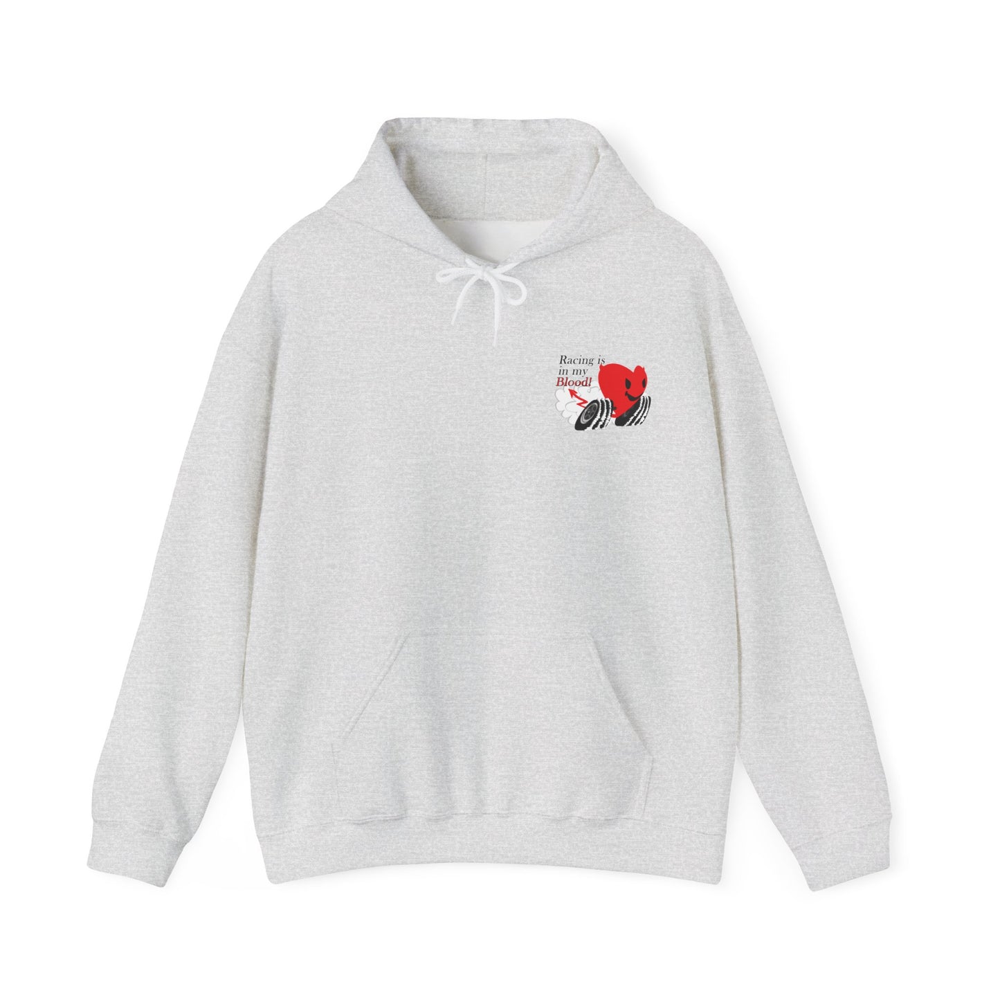 Redline a Day Keeps Mechanic Away (Back Side) Unisex Heavy Blend™ Hooded Sweatshirt in colors for Her