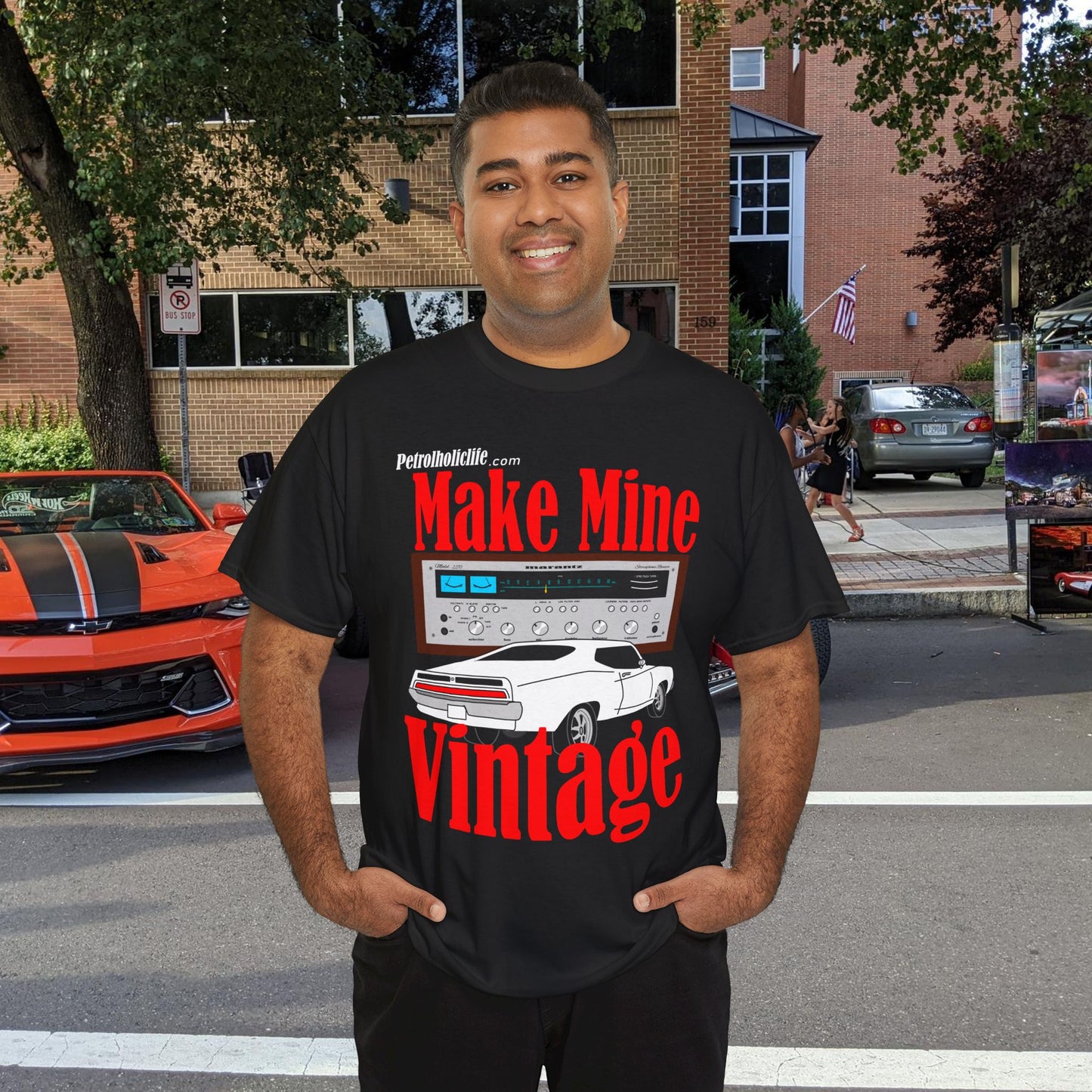 Make Mine Vintage Torino GT and Marantz - Unisex Heavy Cotton Tee