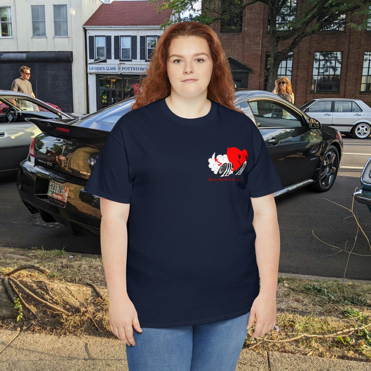Racing Devilish Heart, also back side - Unisex Heavy Cotton Tee
