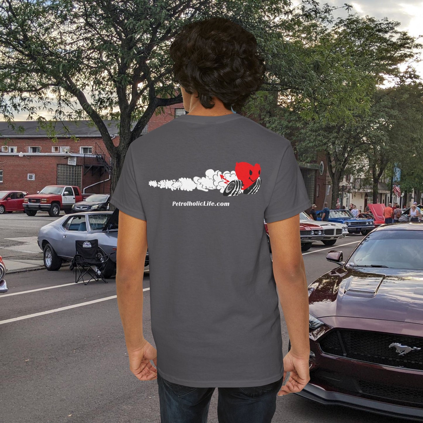 Racing Heart Front and Back - Unisex Heavy Cotton Tee