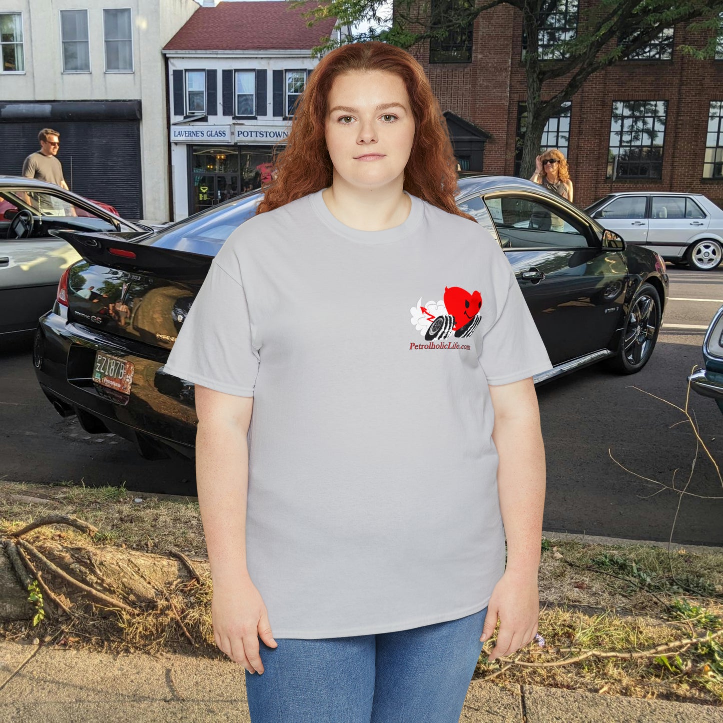 Racing Devilish Heart, also back side - Unisex Heavy Cotton Tee