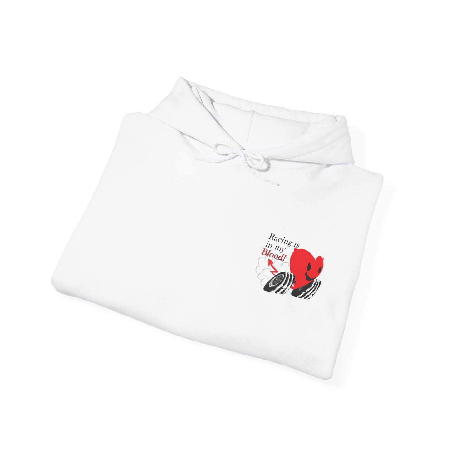 Redline a Day Keeps Mechanic Away (Back Side) Unisex Heavy Blend™ Hooded Sweatshirt in colors for Her