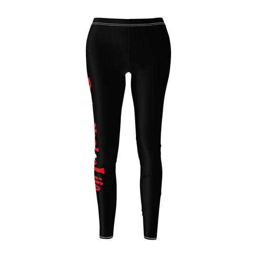 Devilish Heart Petrolholic Life - Women's Cut & Sew Casual Leggings (AOP)