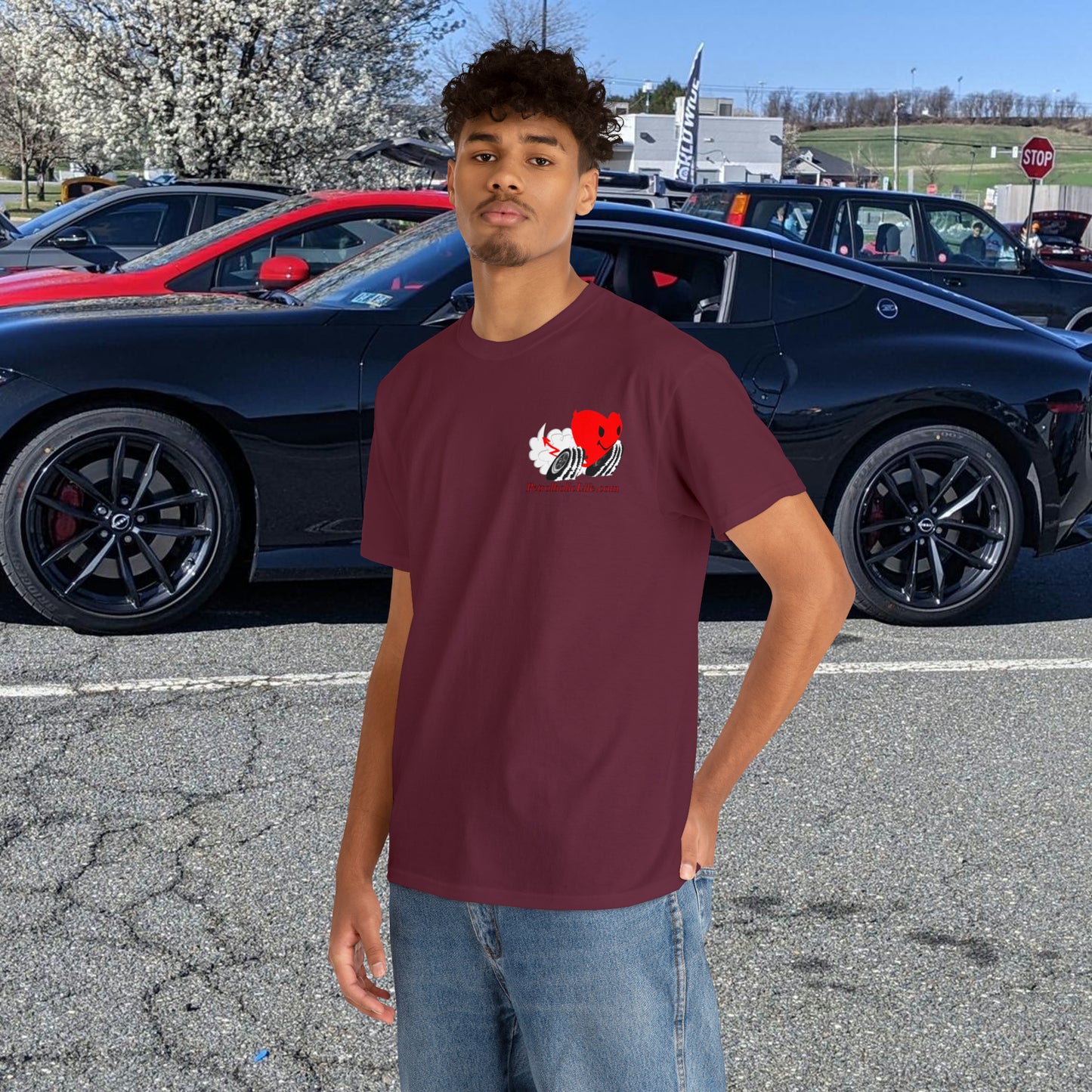 Racing Devilish Heart, also back side - Unisex Heavy Cotton Tee