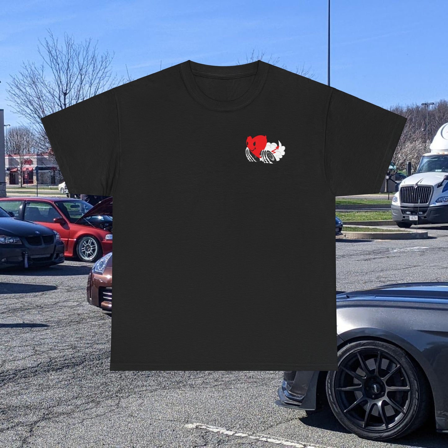 Racing Heart Front and Back - Unisex Heavy Cotton Tee