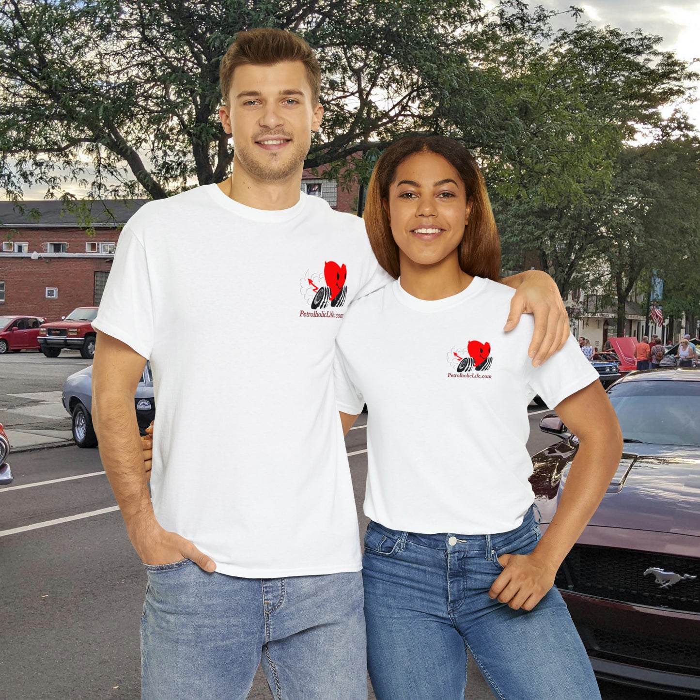Racing Devilish Heart, also back side - Unisex Heavy Cotton Tee