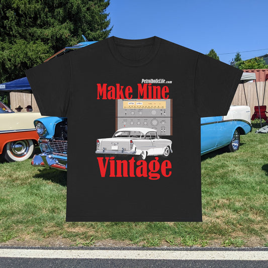 Make Mine Vintage '55 Chev and Sherwood S702 - Unisex Heavy Cotton Tee