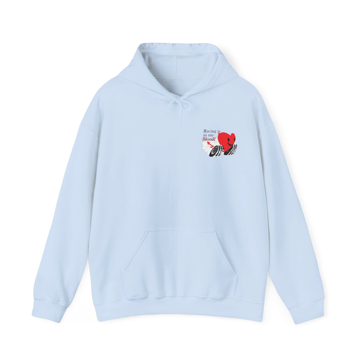 Redline a Day Keeps Mechanic Away (Back Side) Unisex Heavy Blend™ Hooded Sweatshirt in colors for Her