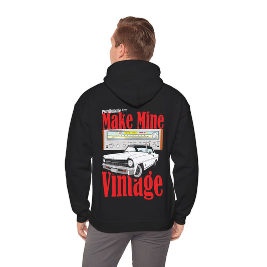 A Make Mine Vintage '67 Chev Il, Pioneer Rec'r (Back Side) Unisex Heavy Blend™ Hooded Sweatshirt