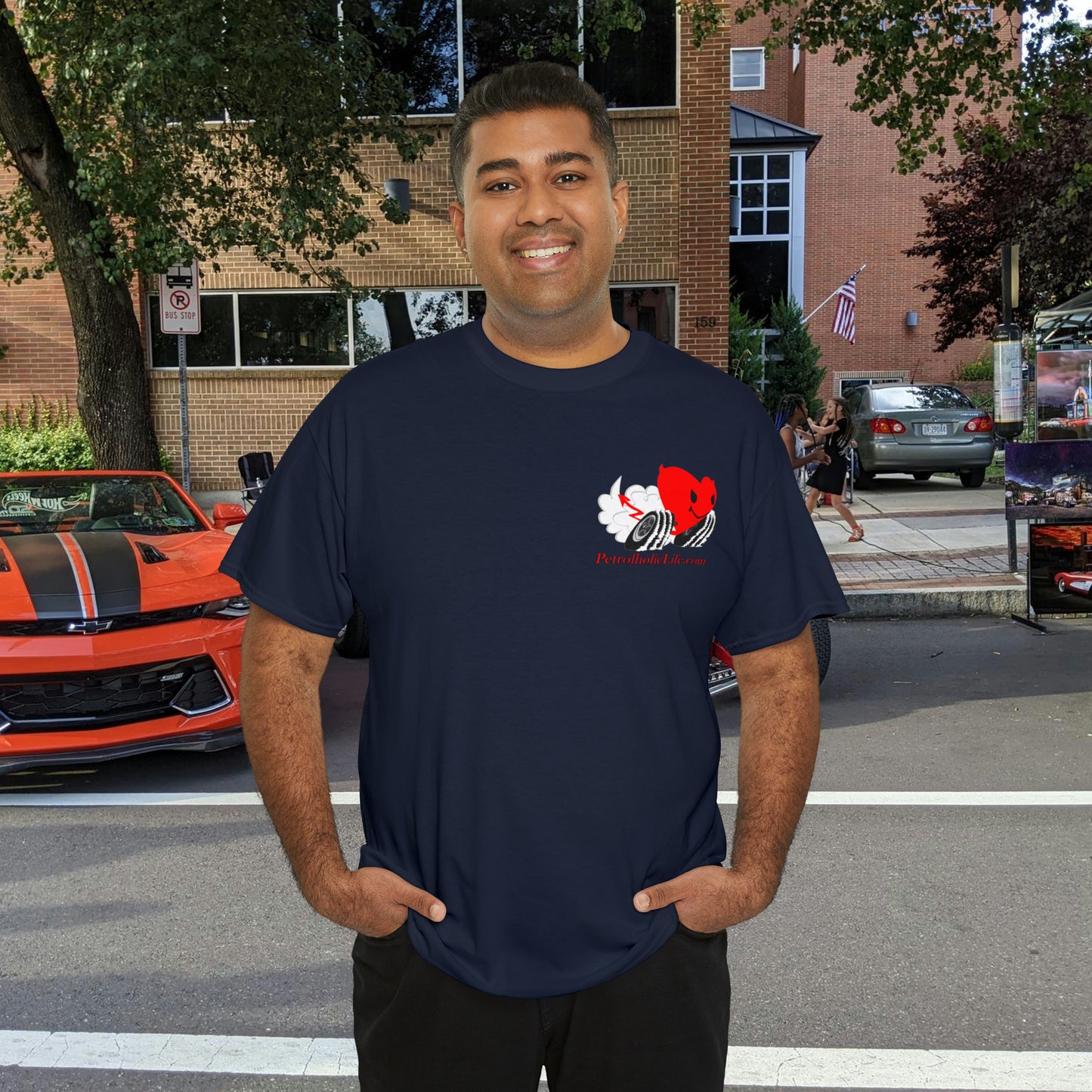 Racing Devilish Heart, also back side - Unisex Heavy Cotton Tee